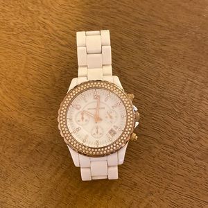 White and rose gold Michael kors watch